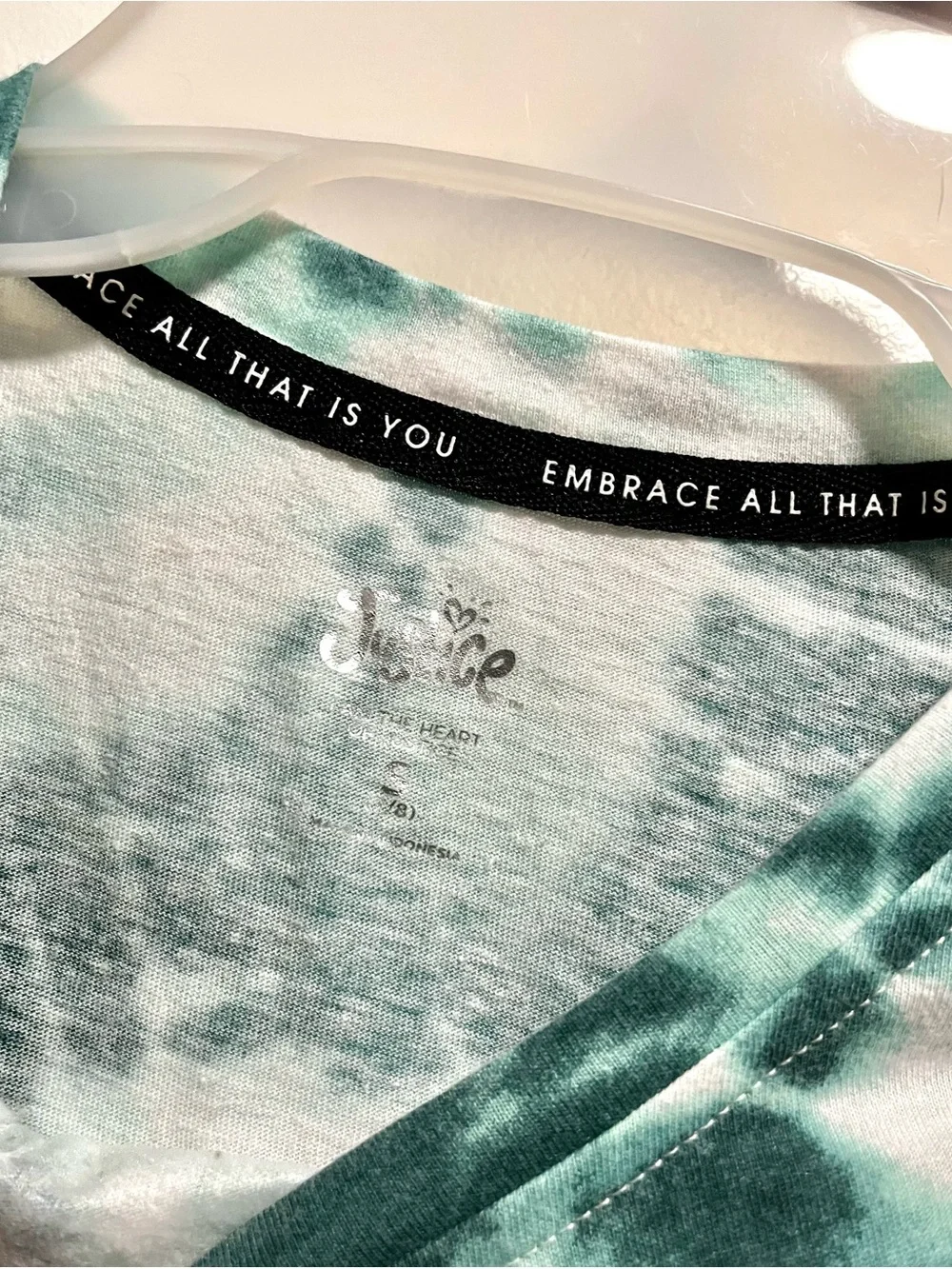 Justice Green Tie-Dye Crop Tee Size Small